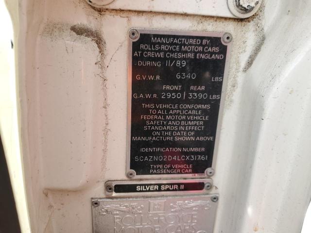 SCAZN02D4LCX31761 - 1990 ROLLS-ROYCE SILVER SPU WHITE photo 12