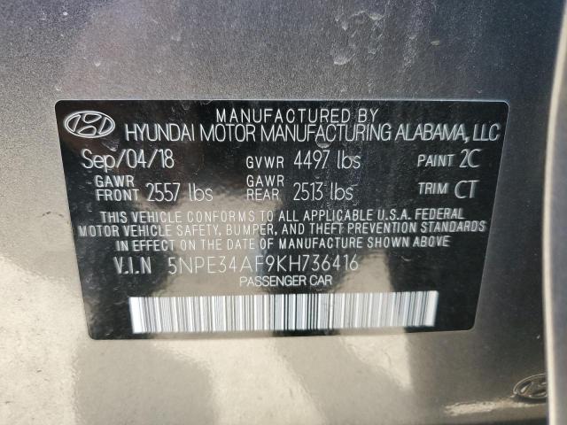 5NPE34AF9KH736416 - 2019 HYUNDAI SONATA LIMITED GRAY photo 12