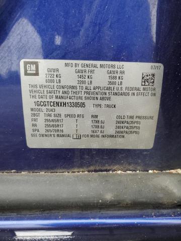 1GCGTCENXH1330505 - 2017 CHEVROLET COLORADO LT BLUE photo 12