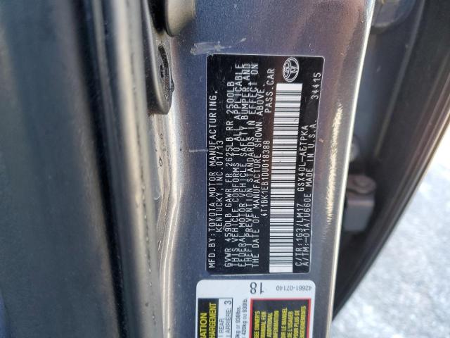 4T1BK1EB1DU018388 - 2013 TOYOTA AVALON BASE 灰色 照片 12