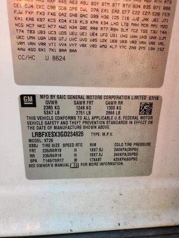 LRBFXESX3GD234826 - 2016 BUICK ENVISION PREMIUM Blanc photo 14