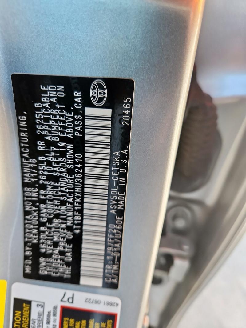 4T1BF1FKXHU362410 - 2017 TOYOTA CAMRY SE LE Srebrny zdjęcie 12