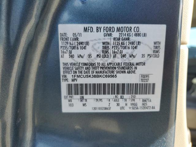 1FMCU5K38BKC69565 - 2011 FORD ESCAPE HYBRID BLUE photo 13