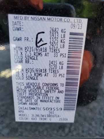 5N1AL0MM7EC509559 - 2014 INFINITI QX60 BLACK photo 13