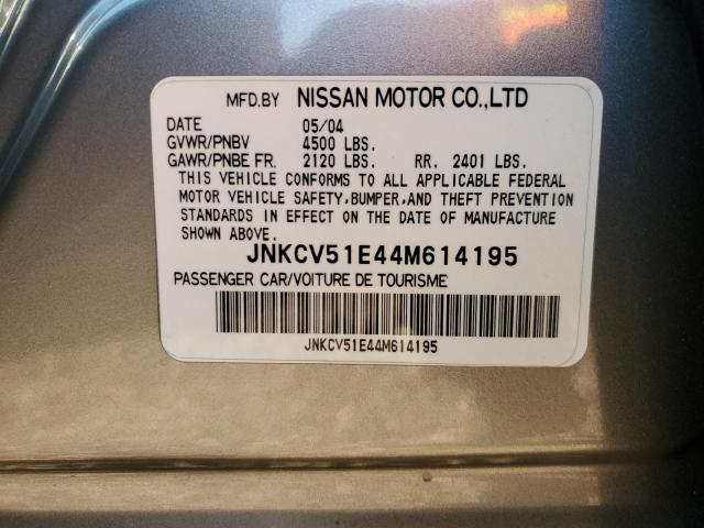 JNKCV51E44M614195 - 2004 INFINITI G35 SILVER photo 12