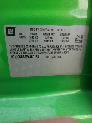 1G1JC6SB2F4169153 - 2015 CHEVROLET SONIC LT GREEN photo 12