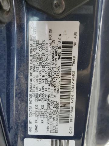 5TETX22N08Z549397 - 2008 TOYOTA TACOMA ACCESS CAB Azul foto 12