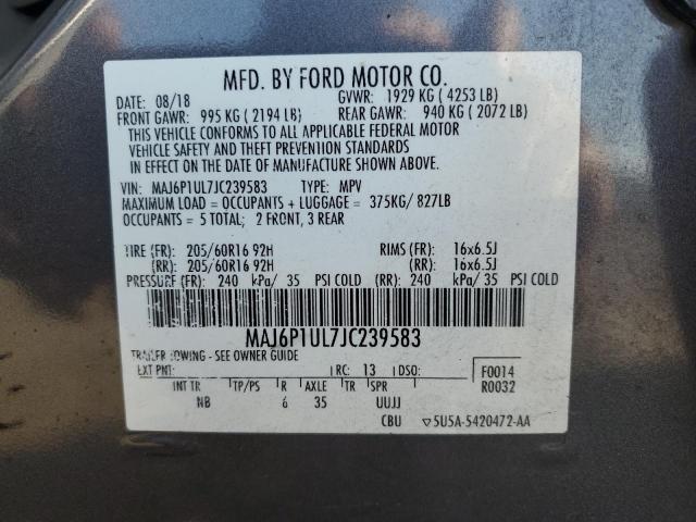 MAJ6P1UL7JC239583 - 2018 FORD ECOSPORT SE Gri fotoğraf 12