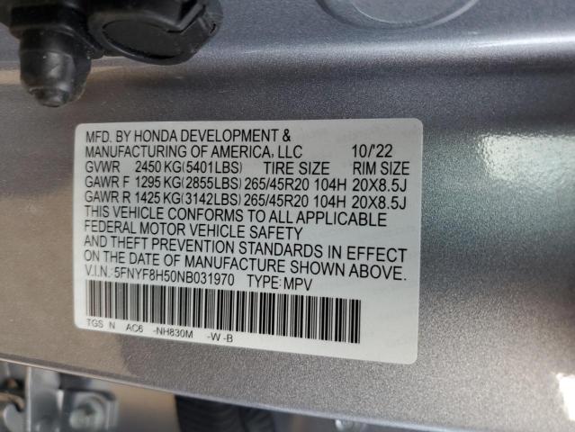 5FNYF8H50NB031970 - 2022 HONDA PASSPORT EXL Gümüş fotoğraf 14