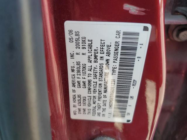 1HGCM66596A061231 - 2006 HONDA ACCORD EX Bordo foto 12