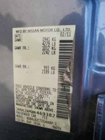 1N4AL2AP6BN469382 - 2011 NISSAN ALTIMA BASE BLUE photo 13