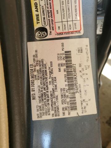 3FAHP0JA9CR348072 - 2012 FORD FUSION SEL 蓝色 照片 12