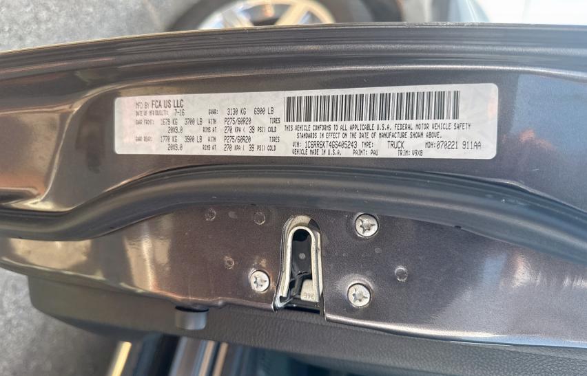 1C6RR6KT4GS405243 - 2016 RAM 1500 ST Темно-сірий фото 10