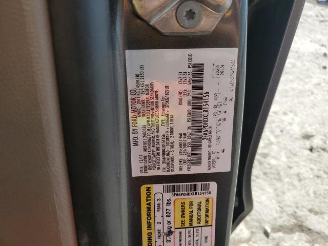 3FA6P0HDXLR154156 - 2020 FORD FUSION SE Boz foto 12