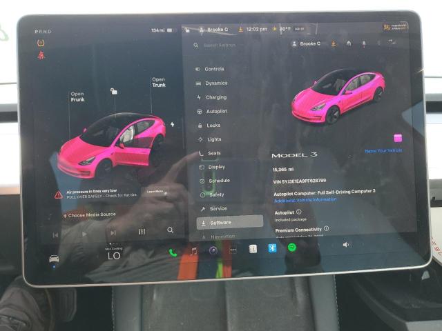 5YJ3E1EA9PF628799 - 2023 TESLA MODEL 3 შავი ფოტო 9