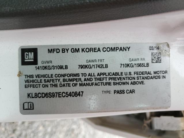 KL8CD6S97EC540847 - 2014 CHEVROLET SPARK 1LT თეთრი ფოტო 12