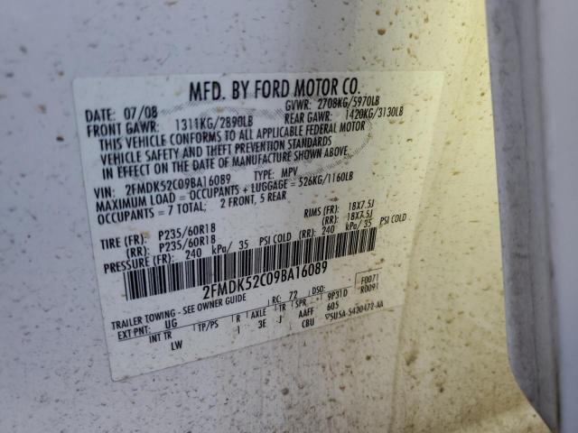 2FMDK52C09BA16089 - 2009 FORD FLEX SEL WHITE photo 13