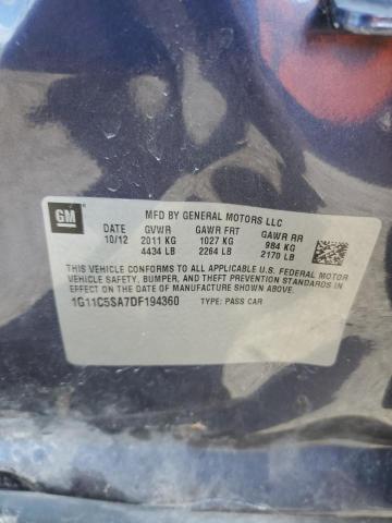 1G11C5SA7DF194360 - 2013 CHEVROLET MALIBU 1LT BLUE photo 12