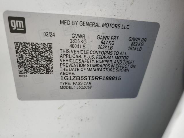 1G1ZB5ST5RF188815 - 2024 CHEVROLET MALIBU LS Белый фото 12