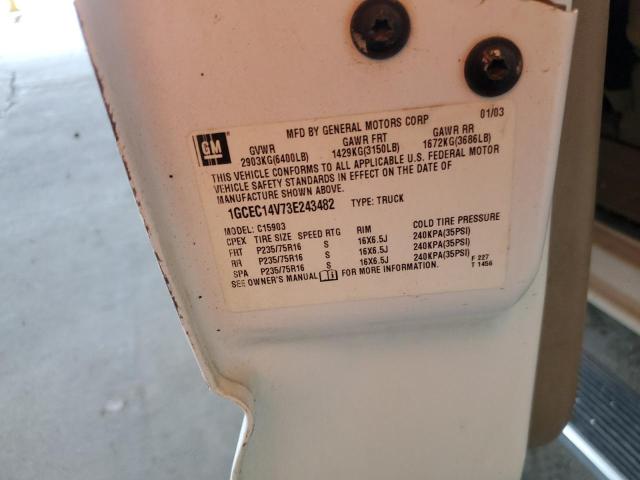 1GCEC14V73E243482 - 2003 CHEVROLET SILVERADO C1500 白色 照片 12
