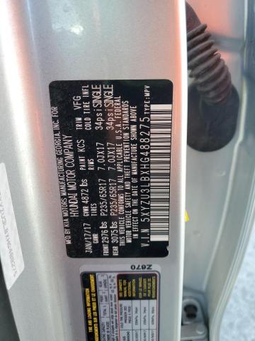 5XYZU3LBXHG488275 - 2017 HYUNDAI SANTA FE S ვერცხლისფერი ფოტო 13