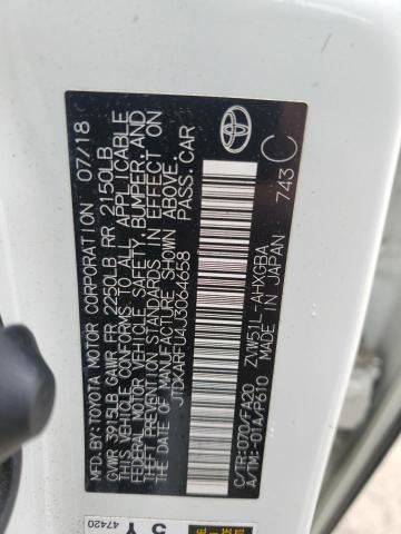 JTDKARFU4J3064658 - 2018 TOYOTA PRIUS WHITE photo 13