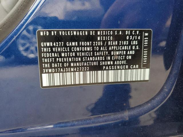 3VWD17AJ3EM427222 - 2014 VOLKSWAGEN JETTA SE BLUE photo 12