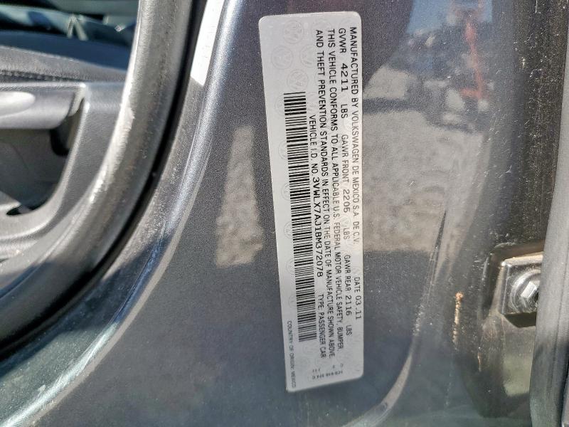 3VWLX7AJ1BM372078 - 2011 VOLKSWAGEN JETTA SEL 灰色 照片 12