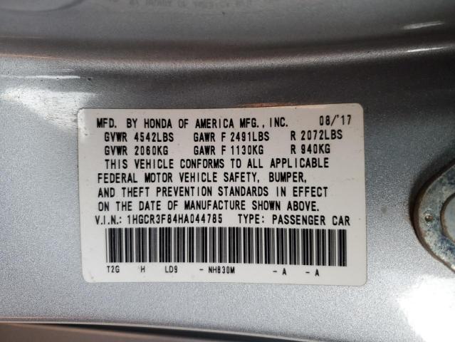 1HGCR3F84HA044785 - 2017 HONDA ACCORD EXL SILVER photo 12