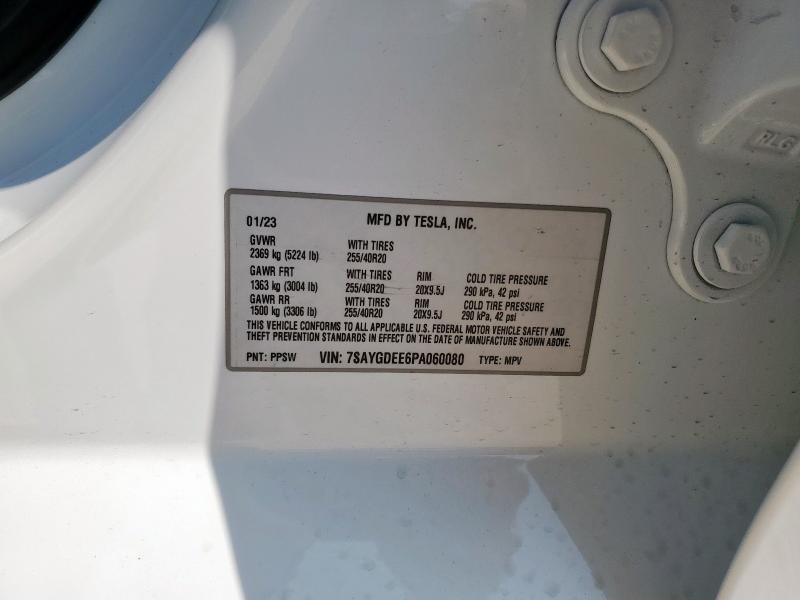 7SAYGDEE6PA060080 - 2023 TESLA MODEL Y 白色 照片 12