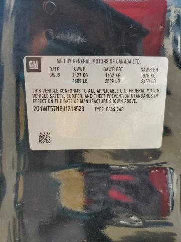 2G1WT57N891314523 - 2009 CHEVROLET IMPALA 1LT Чорний фото 12