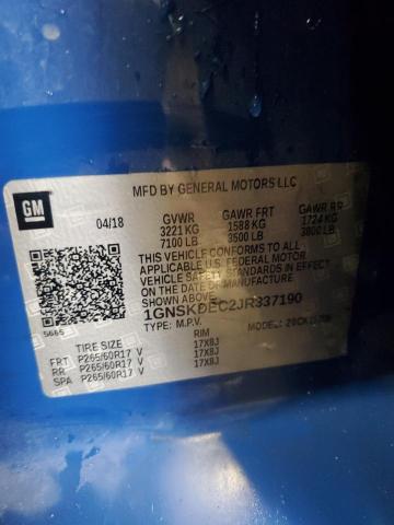 1GNSKDEC2JR337190 - 2018 CHEVROLET TAHOE POLICE BLUE photo 14