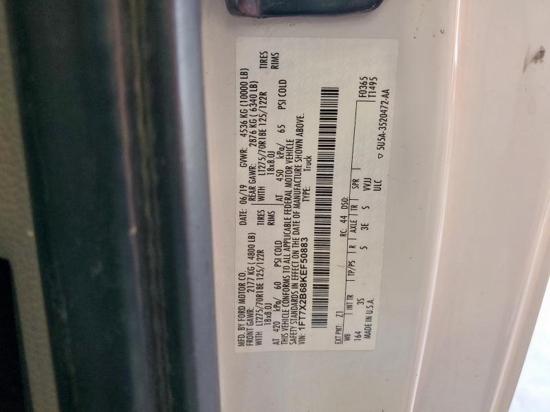 1FT7X2B68KEF50883 - 2019 FORD F250 SUPER DUTY Blanc photo 12