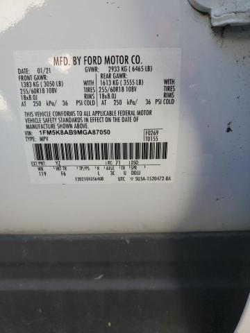 1FM5K8AB9MGA87050 - 2021 FORD EXPLORER POLICE INTERCEPTOR TWO TONE photo 13