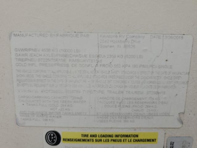 4YDT29B20J1533789 - 2018 KEYSTONE SPRINTER TWO TONE photo 10