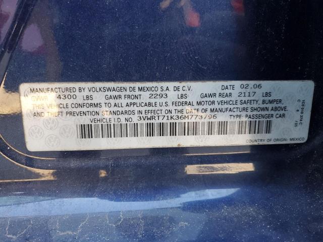 3VWRT71K36M773796 - 2006 VOLKSWAGEN JETTA TDI BLUE photo 12