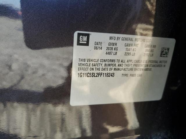1G11C5SL2FF118243 - 2015 CHEVROLET MALIBU 1LT Күлгін фото 12