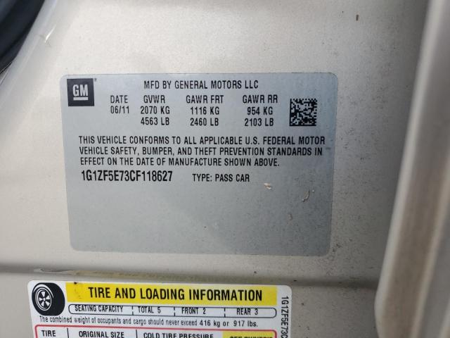 1G1ZF5E73CF118627 - 2012 CHEVROLET MALIBU 3LT ოქროსფერი ფოტო 12