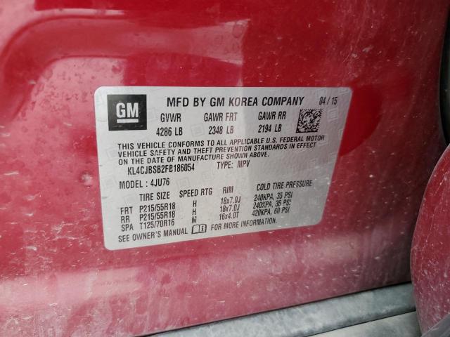 KL4CJBSB2FB186054 - 2015 BUICK ENCORE CONVENIENCE Czerwony zdjęcie 13