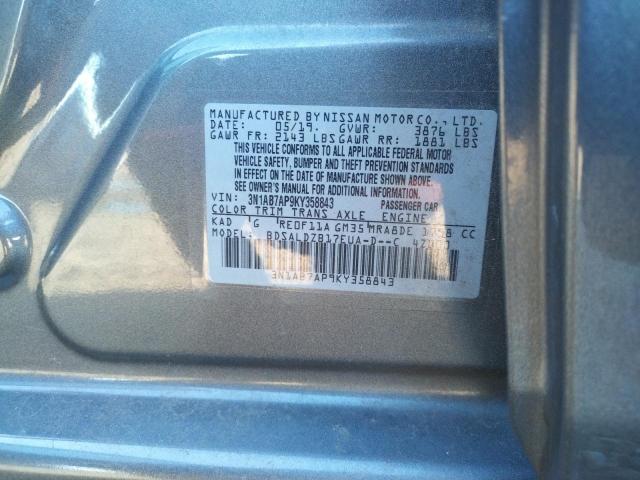 3N1AB7AP9KY358843 - 2019 NISSAN SENTRA S GRAY photo 12