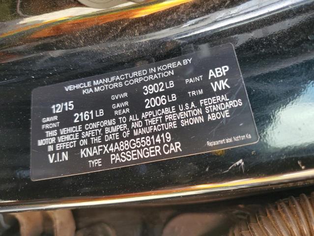 KNAFX4A88G5581419 - 2016 KIA FORTE EX BLACK photo 13