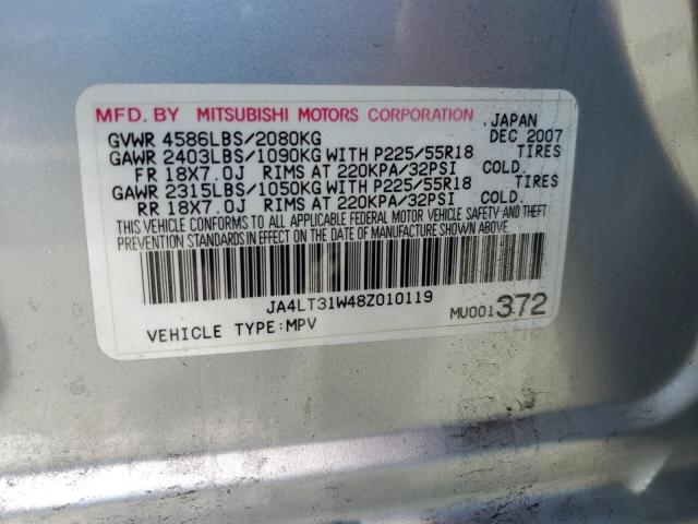 JA4LT31W48Z010119 - 2008 MITSUBISHI OUTLANDER SE SILVER photo 13