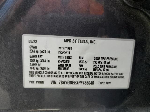 7SAYGDEEXPF785040 - 2023 TESLA MODEL Y Grafitowy zdjęcie 14