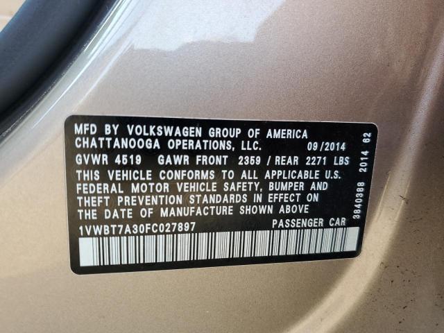 1VWBT7A30FC027897 - 2015 VOLKSWAGEN PASSAT SE Gold Foto 13