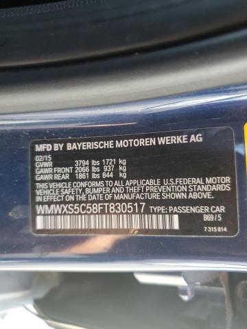 WMWXS5C58FT830517 - 2015 MINI COOPER BLUE photo 13