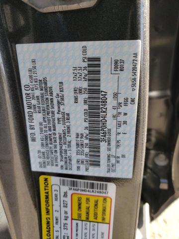 3FA6P0HD4LR248047 - 2020 FORD FUSION SE GRAY photo 13