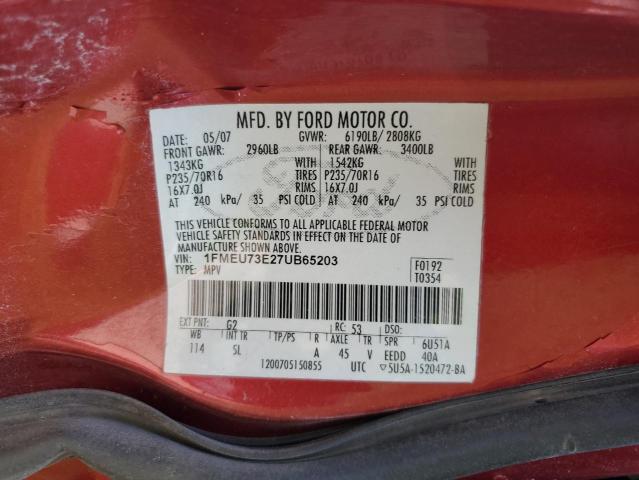 1FMEU73E27UB65203 - 2007 FORD EXPLORER XLT RED photo 14
