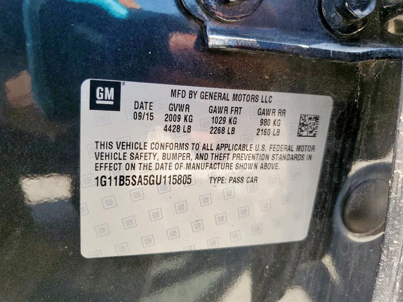 1G11B5SA5GU115805 - 2016 CHEVROLET MALIBU LIM LS BLACK photo 12