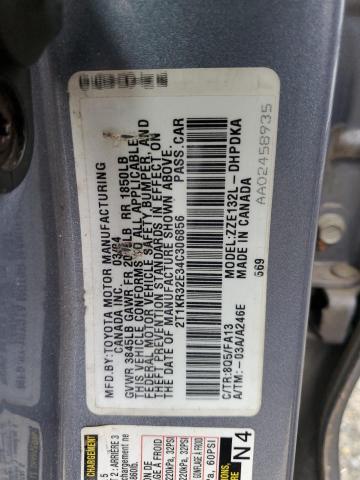 2T1KR32E34C306856 - 2004 TOYOTA COROLLA MA XR BLUE photo 12