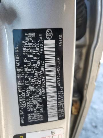 4T1BE30K94U839622 - 2004 TOYOTA CAMRY LE SILVER photo 13